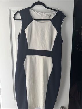 Coldwater Creek Black and White Colorblock Midi Dress